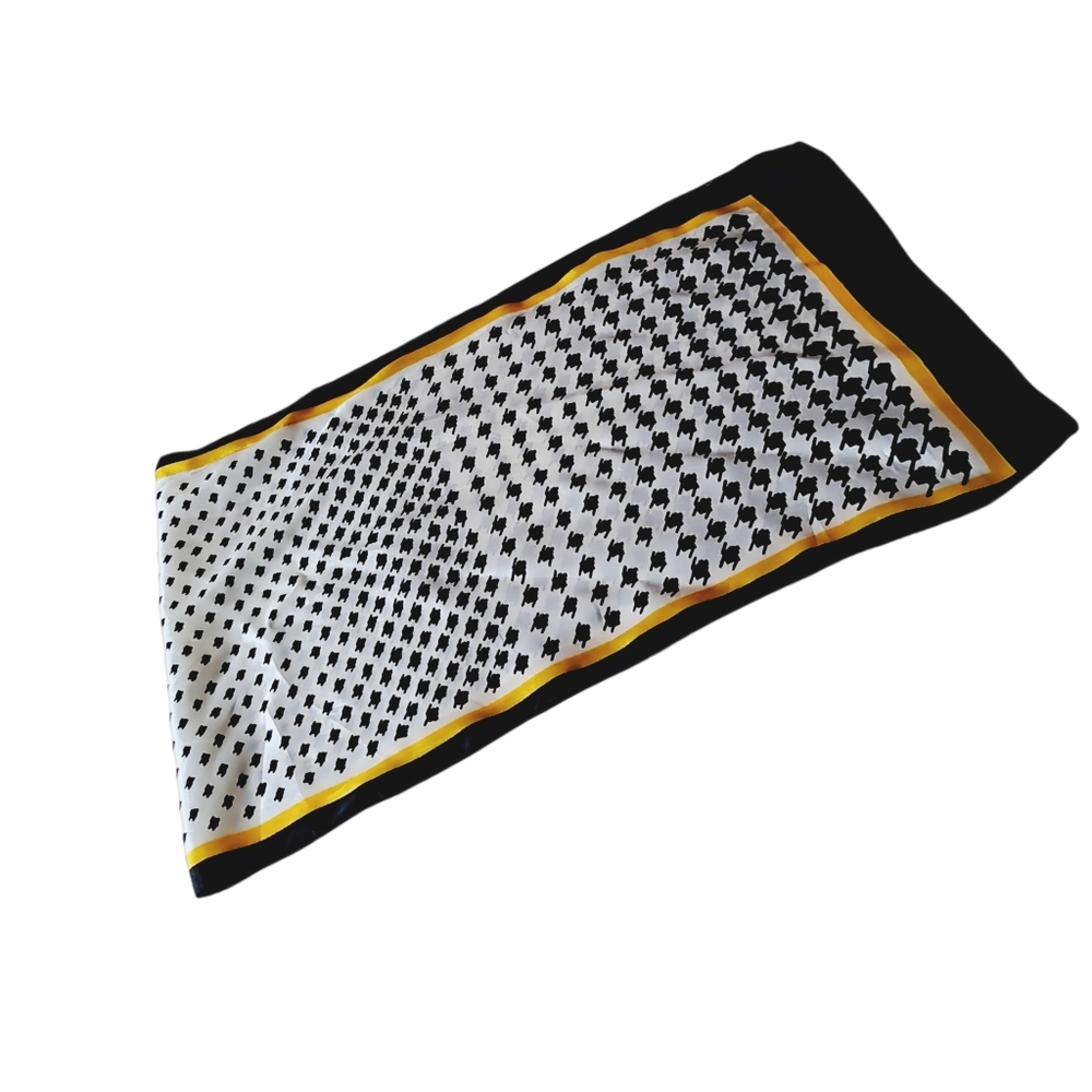 🙋 10/$20.  Elegant Black and White Houndstooth Scarf with Yellow Accents - Picture 3 of 4